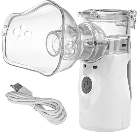 Maclean PR-835 Tragbarer Inhalationsgerät für Kinder und Erwachsene Geräuscharmer Inhalator Vernebler Zwei Masken Mundstück Vernebler-Set Stromversorgung über USB oder 2x AA Batterien Kompakt