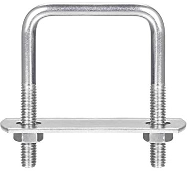 sourcing map Square U-Bolts, 42mm(1.65) Inner Width 60mm Length M6 304 Stainless Steel U Clamp Bolt with Nuts and Plates, for Boat Trailer