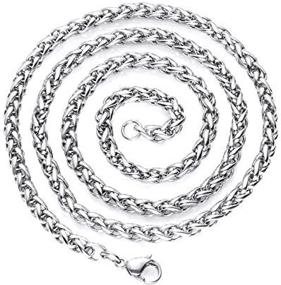 Aotiwe Kette Edelstahl, Herren Kette 6mm Silber Halskette Weizenkette Link Chain 50cm Witzige Geschenke für Männer