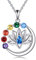 YAFEINI Lotus Halskette Damen 925 Sterling Silber 7 Chakra Anhänger Kette Lotus Yoga Heilende Schmuck Geschenk für Frauen Mädchen (Lotus Halskette)