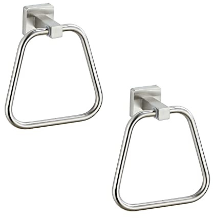 Brushed Nickel Towel Ring for Bathroom 2 Pack, Kitchen Bath Towel Holder Hangers Wall Mount Heavy Duty Stainless Steel