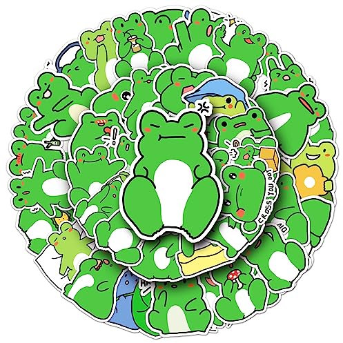 Bric Dodo 50 Stück Frosch Aufkleber Auto Laptop Telefon Gitarre Skateboard Motorrad Fahrrad Frog Stickers Set Vinyl Wasserdicht Aesthetic Aufkleber für Jugendliche Kinder Erwachsene
