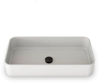 STARBATH PLUS - Lavabo sobre Encimera Solid Surface Acabado Blanco Mate Soft - Lavamanos Cuadrado sin Taladro Grifo - Ideal para Baño, Aseos y Tocador - 75 x 32 x 12 cm