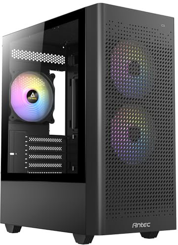 ANTEC NX500M ARGB, High-Airflow-Mesh-Frontplatte, Typ-C 3.2 Gen2 Ready, 3 x 120 mm ARGB-Lüfter im Lieferumfang enthalten, Seitenwand aus gehärtetem Glas, bis zu 6 Lüfter, 360-mm-Kühlerunterstützung,