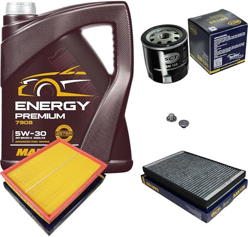 Inspektionspaket Wartungspaket Filterset mit 5 L Motoröl Energy Premium 5W-30, Ölfilter, Luftfilter, Innenraumfilter (Aktivkohle), Verschlussschraube