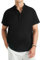 Enlision Chemise Homme Manches Courtes en Lin Chemises Noir Été Hommes Leger Col Mao Chemisette de Plage Classique Casual Henley Shirt 2XL