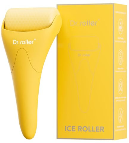 Dr.roller Ice Roller, Eisroller Gesicht, Ice Roller Gesicht, Silikon Ice Face Roller für Strafft und verkleinert die Poren Reduziert Schwellungen Migräne Schmerzlinderung (Gelb)