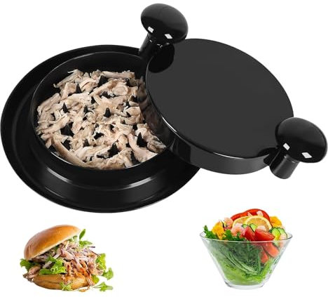 Wekuw Trituradora de Pollo 18cm Desmenuzador de Pollo Cortador Manual de Carne Deshilachador de Carne con Asas Ergonómicas y Base Antideslizante, para Verduras,Carne de Cerdo,Pollo (Negro)