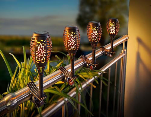Weltbild Solar-Gartenstecker Flame mit Befestigungshalterung, 4er-Set