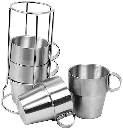 ABOOFAN 4 Piezas Tazas de Acero Inoxidable Tazas Cafe Vasos Cafe Tazas café Tazas de Cafe Taza de café Taza de Viaje al Aire Libre Tazas no magnético jarro de Cerveza