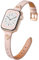 CeMiKa Cinturini Sottili Pelle Compatibile con Cinturino Apple Watch 38mm 40mm 41mm, Cinturino Pelle con Fascino per Apple Watch SE Series 10 9 8 7 6 5 4 3, Donne Uomini, Rosa Sabbia/Oro Rosa Ape