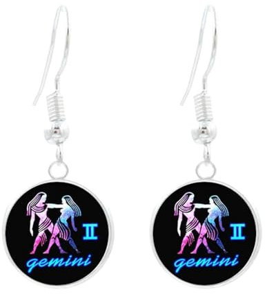 Haken-Ohrringe Mit Sternzeichen Zwillinge Für Frauen Und Mädchen – Baumelnde Ohrringe Mit 12 Sternbildern, Himmlischer Horoskop-Schmuck, Geschenk Für Frauen Und Mädchen, Geburtstagsgeschenk, Ein