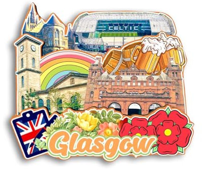 Quwsne Refrigerator Magnet Glasgow United Kingdom Fridge Magnet City Travel Souvenirs Tourist Gifts 3D Classic Landmarks Handmade Crafts Home Decoration - 1305