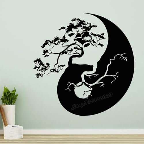 SHELOG Baum Bonsai Wandtattoo Yin Yang Vinyl Wandaufkleber Chinesischer Baum Home Decor Wohnzimmer Schlafzimmer Dekor Kunst Wanddekoration