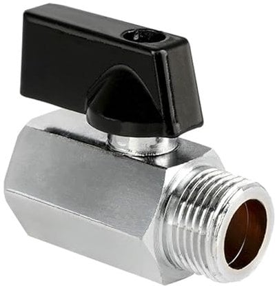 Messing Mini Kugelhahn G3/8 IG x G3/8 AG,DN10,Mini-Kugelhahn Absperrhahn,Mini Absperrventil verchromt Innen G3/8(Ø15,3mm) x Außen G3/8(Ø16,2mm),Gewindefitting Messing Anschlussstücke