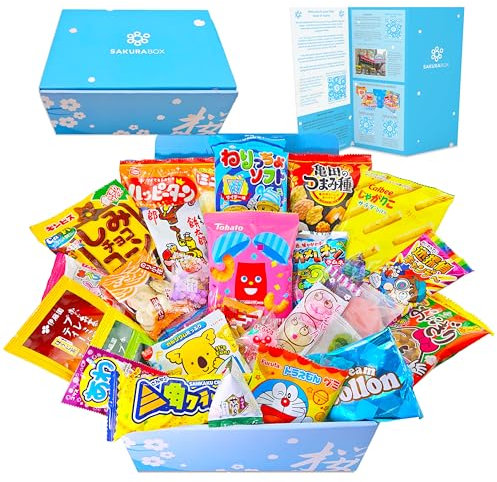 Sakura Box Japanese Candy & Snacks Okashi Share Pack, Premium Okashi & Dagashi Food, Ocha Green Tea Drink