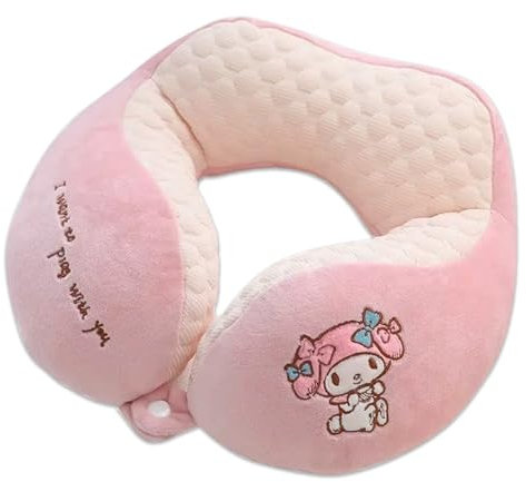 Roffatide Cartoon Melody U-Form Nackenkissen Stickerei Plüsch Reise Kissen zum Schlafen Weihnachten und Geburtstagsgeschenk