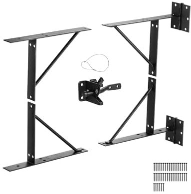 VEVOR Tor-Eckstrebenhalterung, Anti-Durchhang Torrahmen-Set, Torrahmen-Strebenhalterung aus Eisen mit Riegelschloss & Riegelschlossseil, für Schuppentüren Einfahrtstore & Stalltore Schwarz