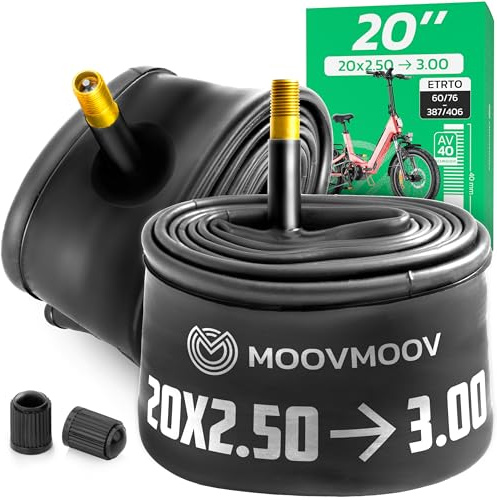 MOOVMOOV Fahrradschlauch 20 Zoll - Für Reifen 20x2.50, 20x2.60, 20x2.80 und 20x3.0 mit ETRTO 60-406 bis 76-406 - Schrader Ventil - 2er Set - Passend für breite Fahrradreifen, BMX u. v. m.