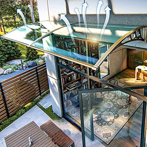 Door Canopy, Front Door Canopy, Modern Curved Window Front Door Canopy Awning,Balcony Eaves Door Window Porch Canopy,Transparent Polycarbonate Cover,Garden Mute Roofing Rain Shelter Patio Porch Awnin