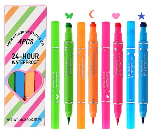 Hogvinnatil SEAL EYE LINER LINER Pencil mit Doppelspitze, flüssiger Eyeliner mit zwei Spitzen, langlebige Make-up-Tools, tragbare wasserdichte Kosmetik für