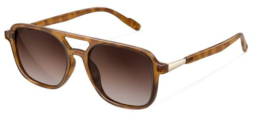 wearPro Sonnenbrille-Damen-polarisiert-Herren-UV400-Unisex-Sonnenbrillen-Trendy-Rechteckige-Retro-Klassisch-Groß-Ultraleicht-Vintage FüR Frauen-Autofahren Und Camping Verlaufs-Teebr