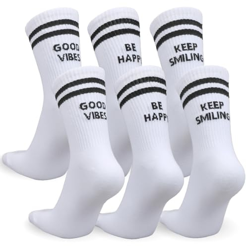 Montrestar Socken Herren Damen, Sportsocken 3 paar, Tennis Socken, Streifen Weiß Baumwollsocken, Geburtstagsgeschenk Geschenkideen Männer