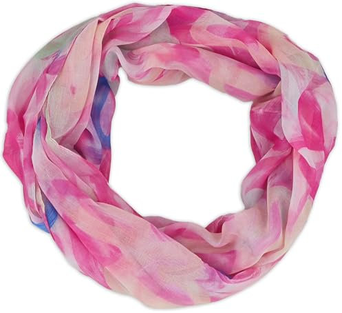 styleBREAKER Damen Loop Schal mit Brushstroke Herz Muster | luftiger Schlauchschal | weiches Halstuch für Frühling und Sommer aus Viskose 79 x 49 cm, Farbe:Pink