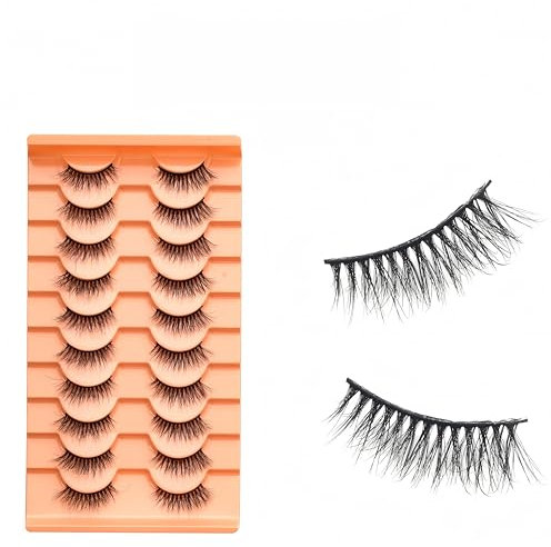 10 Pairs Natural False Eyelashes with Free Glue & Remover – Lightweight, Reusable Lashes for Everyday & Glam Looks – Eyelash Extension Set for Beginners & Professionals-ZM51