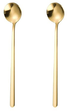 2 Pcs Coffee Spoons Set 5.12in Mini Coffee Spoons Stainless Steel Espresso Spoon Mini Teaspoons for Coffee Sugar Dessert Cake Ice Cream Soup
