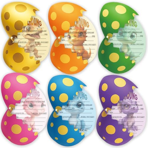 ZELAITE Kindergeburtstag Einladungskarten Dino Partyeinladungen, 12 Einladungskarten Kindergeburtstag Jungs, Dinosaurier Geburtstagseinladungen Jungen, inkl. 12 Briefumschläge (A)