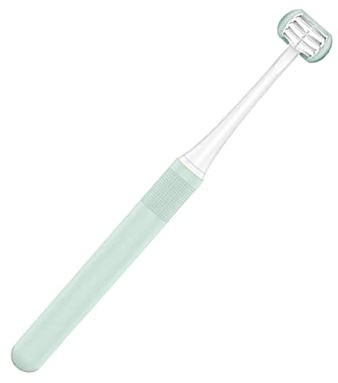 Blau 3-seitige Zahnbürste mit 3 Bürstenköpfen für Erwachsene | Pp Handzahnbürste, Wrap Around Design, zur Mundpflege, für Zuhause, Komfortabel zu Halten, Zahnpflege