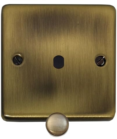 G&H CLAB11-PK Standard Plate Light Antique Brass 1 Gang Dimmer Plate Only inc Dimmer Knobs