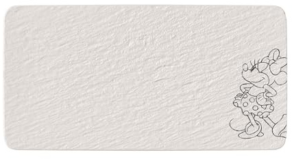 Villeroy & Boch Manufacture Rock blanc – Mickey Mouse – Servierplatte, weiß, spülmaschinenfest & mikrowellensicher, charakteristische Schieferoptik mit Mickey Mouse Kreidedekor, Premium Porzellan