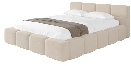 ALTDECOR Polsterbett mit Bettkasten und Lattenrost, Bett mit Kopfteil, Boxbett ohne Matratze, Doppelbett mit Stauraum - NATA-v1 200x200 Dunkelbeige