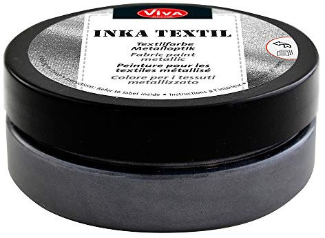 Viva Decor Inka Textil (Anthrazit, 50ml) metallische Stoff-/Textilfarbe waschmaschinenfest - Färbemittel Textilien - Stofffarben waschfest - Stofffarbe Made in Germany