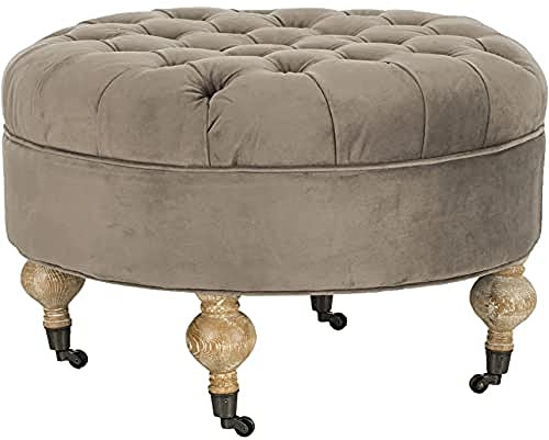 Safavieh Upholstered Ottoman, in Mushroom, 70 X 70 X 45