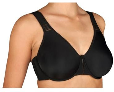 Selene, Reggiseno Contenitivo Donna con Spalline Larghe Comfort e Ferretto, Senza Imbottitura, Collezione Lorea, Colore Nero, Taglia 5C