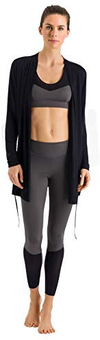 HANRO Damen Modische Yoga-Jacke Pyjama-Top, Schwarz, S