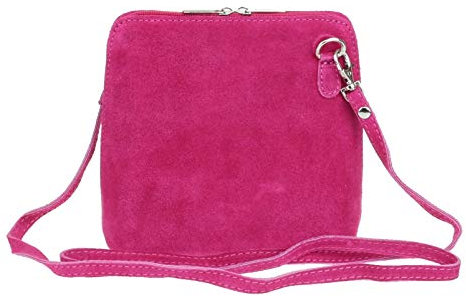 Girly Handbags Womens Genuine Suede Cross Body Shoulder Bag (Fuchsia)
