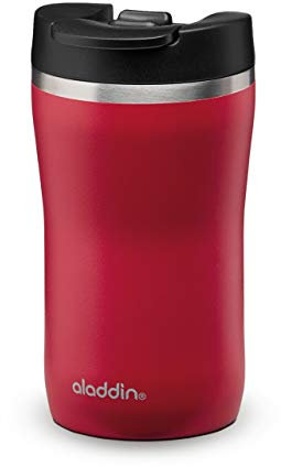 Aladdin Barista Café Thermavac Leak-Lock Mug de Voyage en inox 0.25L Cherry Red – Étanche - Tasse à Double Paroi Isolante - Garde Chaud 2,5 Heures- Sans BPA - Va au Lave-Vaisselle
