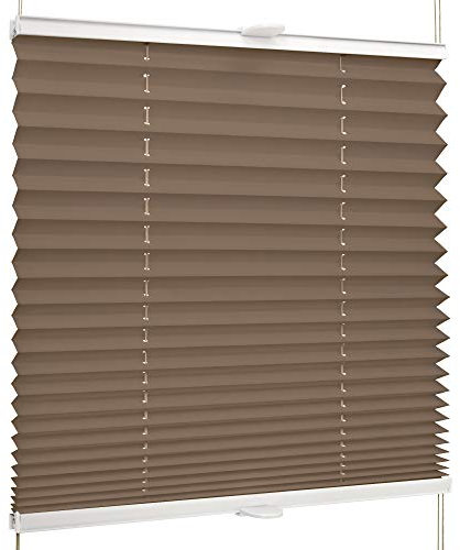 SchattenFreude Basic Klemmfix-Plissee für Fenster | Mit Klemm-Haltern | Ohne Bohren | Cappuccino, Breite: 90cm x Höhe: 150cm