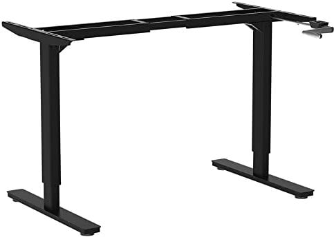 Desktopia Budget Höhenverstellbarer Schreibtisch | Per Kurbel verstellbares Tischgestell | Breite verstellbar für alle gängigen Tischplatten (Schwarz, Ohne Tischplatte)