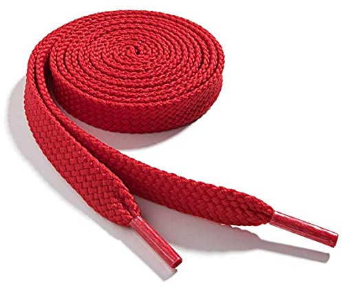 WELKOO Lacets plats, lacets résistants, 1 paire. Couleurs Rouge et longueur (150cm x 8mm). Compatible avec Nike,Adidas,Converse,Reebok,New Balance,et beaucoup d'autres.