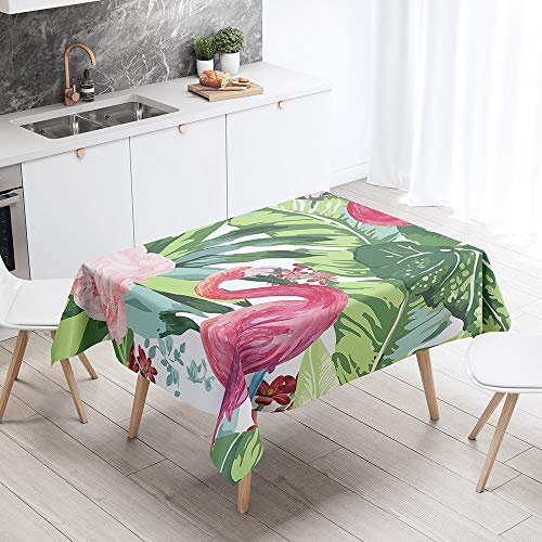 Himlaya Tischdecke Abwaschbar Wasserdicht, Tischtuch Rechteckig Wachstuchtischdecke 3D Flamingo Drucken, Tischdecken Pflegeleicht Fleckschutz Outdoor Küche Garten Deko (Pflanze,60x60)