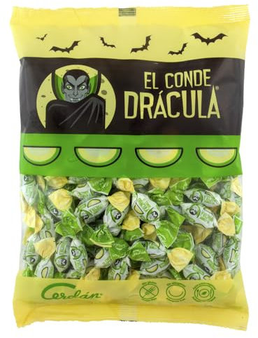 Caramelos Cerdán - Caramelos Halloween El Conde Drácula Sabor Melón | Medio Kilo - Bolsa de 500 gr | Caramelo Duro Sin Gluten ni Alérgenos | Ideal para Fiestas, Eventos y Cumpleaños
