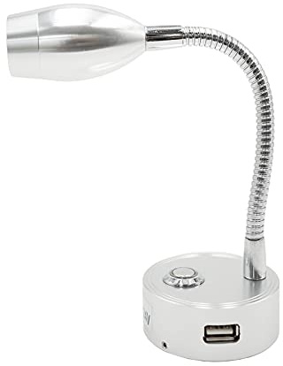12 V LED Spot Leselicht Dimmbar Knopf Schalter Wandhalterung LED Lampe mit USB-Anschluss LED Nachttischlampe für Wohnwagen Boot Camper Wohnmobil (1 Stück)