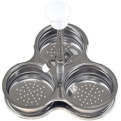 CENPEK Cuiseur à œufs pochés à Trois grilles en Acier Inoxydable, Moule à œufs pochés,coquetiers pochés en Acier Inoxydable antiadhésif avec Trous pour Accessoires de Cuisine (Argent)