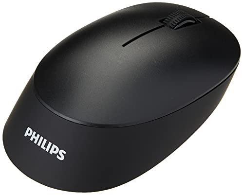 Philips SPK7407 Mouse wireless - 1200 dpi, 2,4 GHz + Bluetooth 3.0/5.0, clic silenzioso con 4 pulsanti, ergonomia per utenti mancini e destri, colore nero