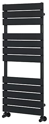 Milano Lustro Black Flat Panel Heated Towel Rail - 1200mm x 450mm